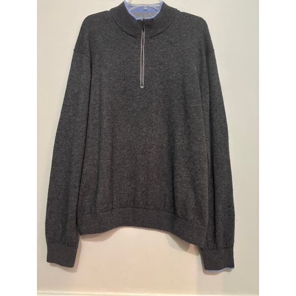 Greyson Sweater Mens XXL 2XL Wool Cashmere Blend Quarter Zip Gray Flaw - Picture 1 of 7